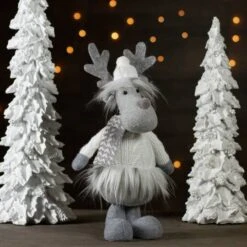 Northlight 12.5'' Gray And White Standing Moose Tabletop Christmas Decoration -Northlight Sale Store D676333S 2