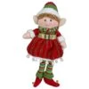 Northlight 14'' Red And Green Plush Jingle Bell Girl Elf Christmas Figure