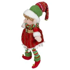 Northlight 14'' Red And Green Plush Jingle Bell Girl Elf Christmas Figure 10 Northlight 14'' Red And Green Plush Jingle Bell Girl Elf Christmas Figure -Northlight Sale Store D676334S 4