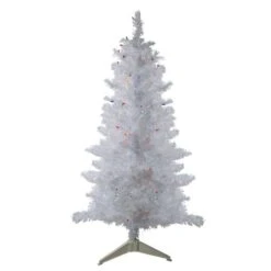 Northlight 4ft. Pre-Lit White Iridescent Pine Artificial Christmas Tree, Multicolor Lights