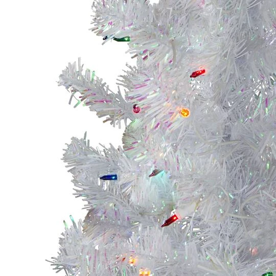 Northlight 4ft. Pre-Lit White Iridescent Pine Artificial Christmas Tree, Multicolor Lights 3 Northlight 4ft. Pre-Lit White Iridescent Pine Artificial Christmas Tree, Multicolor Lights - Image 3