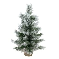 Northlight 18" Unlit Flocked Pine Artificial Christmas Tree In Burlap Base