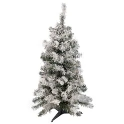 Northlight 3ft. Pre-Lit Heavy Flocked Pine Artificial Christmas Tree, Warm White LED Lights