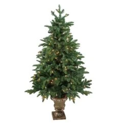 Northlight 4.5ft. Pre-Lit Sierra Norway Spruce Artificial Christmas Tree In Planter, Clear Lights