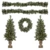 Northlight 5-Piece Pre-Lit Norwich Pine Artificial Christmas Entryway Set