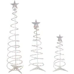 Northlight 3ft., 4ft., & 6ft. Pre-Lit Spiral Artificial Christmas Tree Set, Multicolor Lights