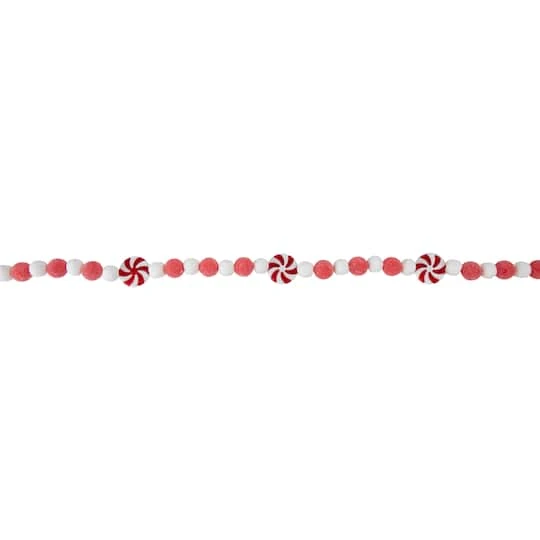Northlight 4ft. Peppermint Candy Beaded Christmas Garland 1 Northlight 4ft. Peppermint Candy Beaded Christmas Garland