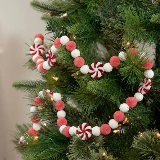 Northlight 4ft. Peppermint Candy Beaded Christmas Garland 3 Northlight 4ft. Peppermint Candy Beaded Christmas Garland - Image 3