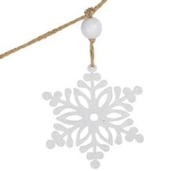 Northlight 4.75ft. Snowflake & Frosted Pine With Wooden Beads Christmas Garland -Northlight Sale Store D676709S 15