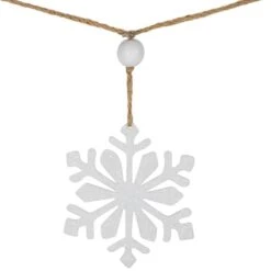 Northlight 4.75ft. Snowflake & Frosted Pine With Wooden Beads Christmas Garland -Northlight Sale Store D676709S 16