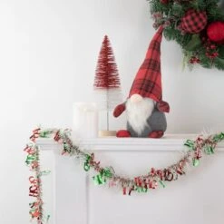 Northlight 50ft. White, Red & Green Christmas HO HO HO Wrapped Tinsel Garland -Northlight Sale Store D676712S 2