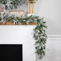 Northlight 9ft. Pre-Lit Flocked Mixed Rosemary Emerald Pine Christmas Garland -Northlight Sale Store D676714S 13