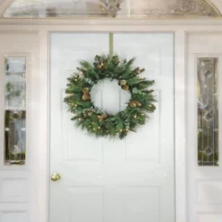 First Traditions™ 24'' Pre-Lit Artificial North Conway Wreath With Glittery Cones And Eucalyptus 7 First Traditions™ 24'' Pre-Lit Artificial North Conway Wreath With Glittery Cones And Eucalyptus -Northlight Sale Store D677530S 2