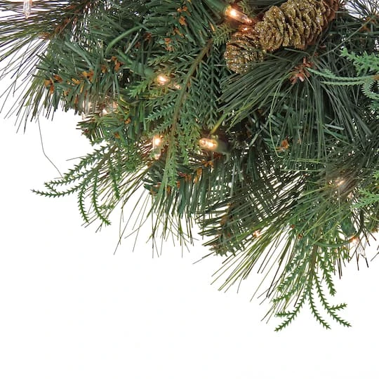 First Traditions™ 24'' Pre-Lit Artificial North Conway Wreath With Glittery Cones And Eucalyptus 4 First Traditions™ 24'' Pre-Lit Artificial North Conway Wreath With Glittery Cones And Eucalyptus - Image 4