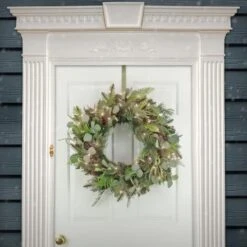 First Traditions™ 30'' Pre-Lit Artificial North Conway Wreath With Glittery Cones And Eucalyptus -Northlight Sale Store D677532S 2