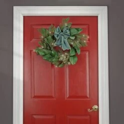24'' LED Magnolia Mix Pine Wreath With Fabric Bow -Northlight Sale Store D677533S 2