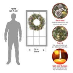 24'' LED Whitter Pine Wreath -Northlight Sale Store D677537S 16