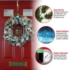 24" Pre-lit LED Tinkham Pine Wreath -Northlight Sale Store D677544S 17