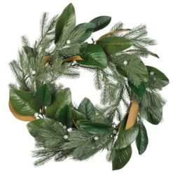 24" Warm White LED Magnolia Mix Pine Wreath -Northlight Sale Store D677545S 16