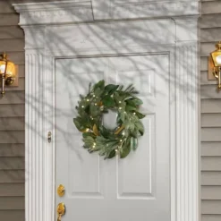 24" Warm White LED Magnolia Mix Pine Wreath -Northlight Sale Store D677545S 2