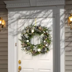 Alpine Collection 30" Warm White LED Decorated Wreath -Northlight Sale Store D677549S 2