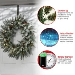 30" LED Snowy Morgan Spruce Wreath -Northlight Sale Store D677557S 16