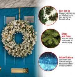 24" LED Snowy Sheffield Spruce Wreath -Northlight Sale Store D677558S 16