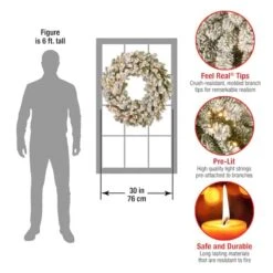 30" LED Snowy Sheffield Spruce Wreath -Northlight Sale Store D677559S 15