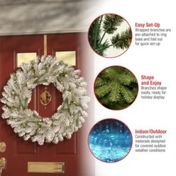 30" LED Snowy Sheffield Spruce Wreath -Northlight Sale Store D677559S 16