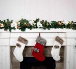 9ft. Pre-Lit Artificial White & Gold Magnolia Christmas Garland White Gold Magnolia -Northlight Sale Store D754392S 7