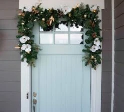 9ft. Pre-Lit Artificial White & Gold Magnolia Christmas Garland White Gold Magnolia -Northlight Sale Store D754392S 9