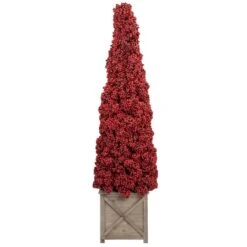 Northlight 4ft. Red Berry Cone Potted Christmas Topiary