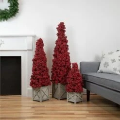 Northlight 4ft. Red Berry Cone Potted Christmas Topiary -Northlight Sale Store D755868S 2