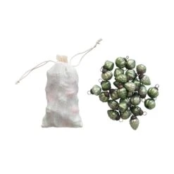 Hello Honey® 36ct. 1" Green Embossed Mercury Novelty Ornaments In Muslin Bag -Northlight Sale Store D758764S 3