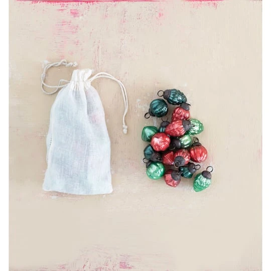 Hello Honey® 36ct. 1" Red & Green Embossed Mercury Novelty Ornaments In Muslin Bag 3 Hello Honey® 36ct. 1" Red & Green Embossed Mercury Novelty Ornaments In Muslin Bag - Image 3