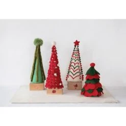 Hello Honey® 13" Red & White Wool Felt Tree With Pom Poms -Northlight Sale Store D758775S 2