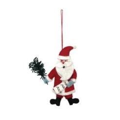 Hello Honey® 7" Red Santa Wool Felt Santa Ornament