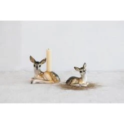 Hello Honey® 4" Brown & White Decorative Stoneware Fawn Figurine -Northlight Sale Store D758796S 2