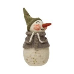 Hello Honey® 8" Wool Felt Snowman With Embroidery & Beads