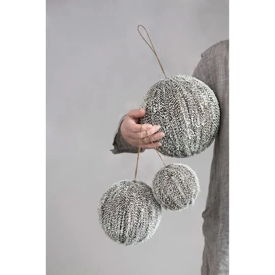 Hello Honey® 6" Snow Finish Brown Textured Plastic Ball Ornament 3 Hello Honey® 6" Snow Finish Brown Textured Plastic Ball Ornament - Image 3