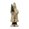 Hello Honey® 9.5" Recycled Paper Mache Cream Santa With Bottle Brush Tree