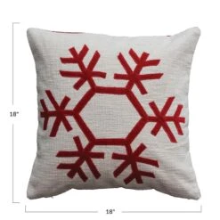 Hello Honey® Cream & Red Embroidered Snowflake Pillow -Northlight Sale Store D758828S 4