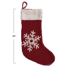 Hello Honey® 20" Red & Cream Snowflake Cotton Knit Stocking -Northlight Sale Store D758829S 3