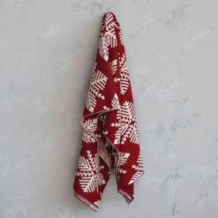 Hello Honey® Red & White Snowflake Two-Sided Cotton Knit Slub Throw -Northlight Sale Store D758831S 2