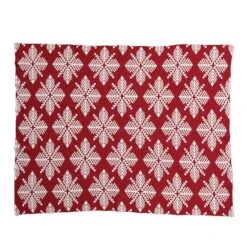 Hello Honey® Red & White Snowflake Two-Sided Cotton Knit Slub Throw -Northlight Sale Store D758831S 3