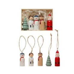 Hello Honey® Hand-Painted Pine Wood Christmas Ornaments Set