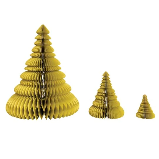 Hello Honey® Chartreuse Glitter Handmade Recycled Paper Folding Honeycomb Trees Set 4 Hello Honey® Chartreuse Glitter Handmade Recycled Paper Folding Honeycomb Trees Set - Image 4