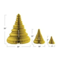 Hello Honey® Chartreuse Glitter Handmade Recycled Paper Folding Honeycomb Trees Set 9 Hello Honey® Chartreuse Glitter Handmade Recycled Paper Folding Honeycomb Trees Set -Northlight Sale Store D758836S 4