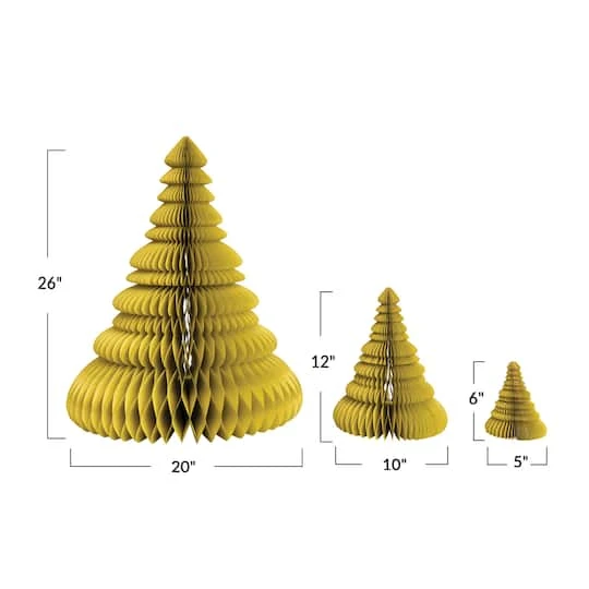 Hello Honey® Chartreuse Glitter Handmade Recycled Paper Folding Honeycomb Trees Set 5 Hello Honey® Chartreuse Glitter Handmade Recycled Paper Folding Honeycomb Trees Set - Image 5