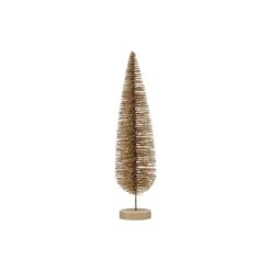 Hello Honey® 13" Gold Glitter Plastic Bottle Brush Tree With Wood Base